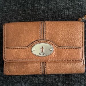 Fossil Brown Leather Wallet with Silver Accent